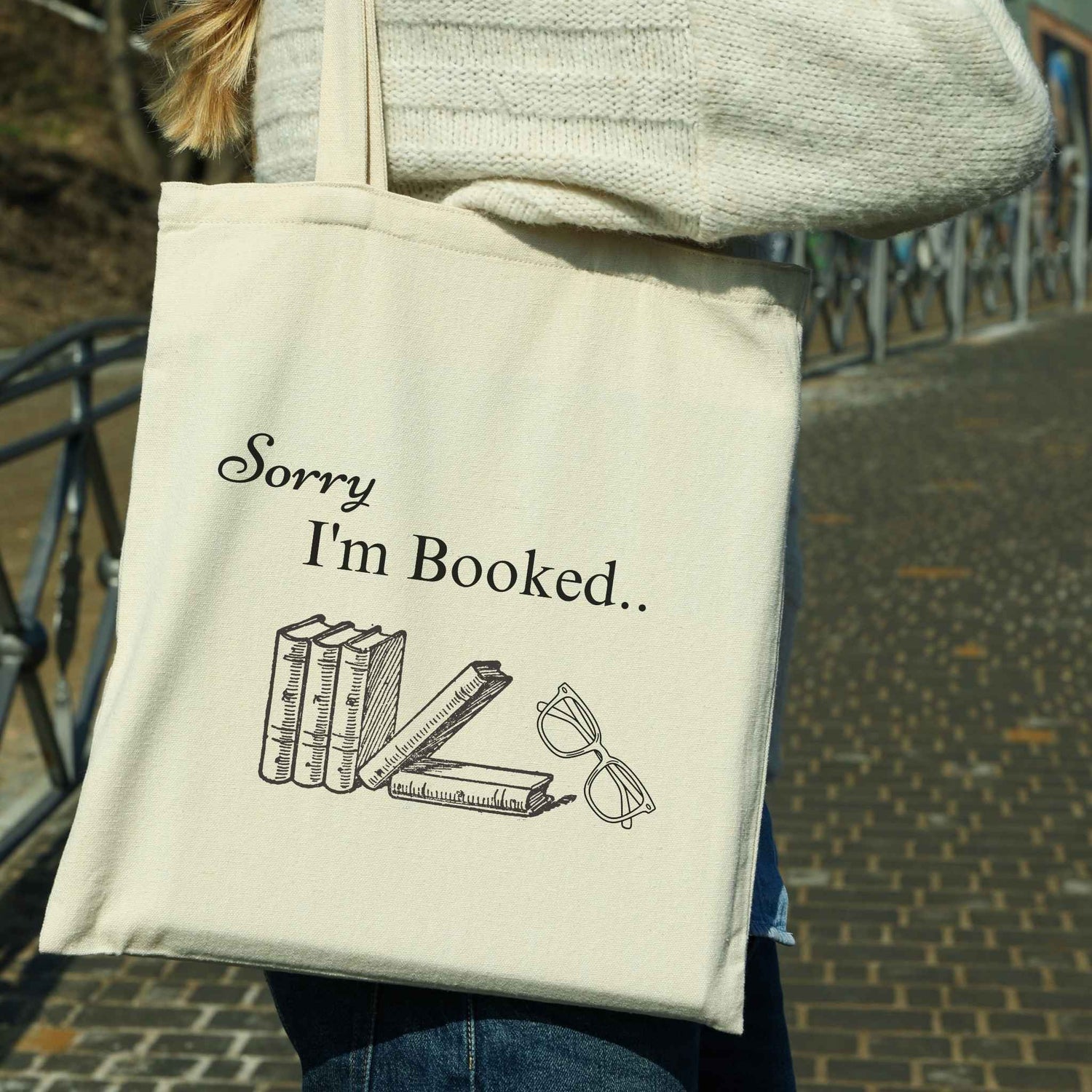 Canvas bookish tote bag with literary quote design, perfect for readers, bibliophiles, library tote, and everyday book lover accessory.